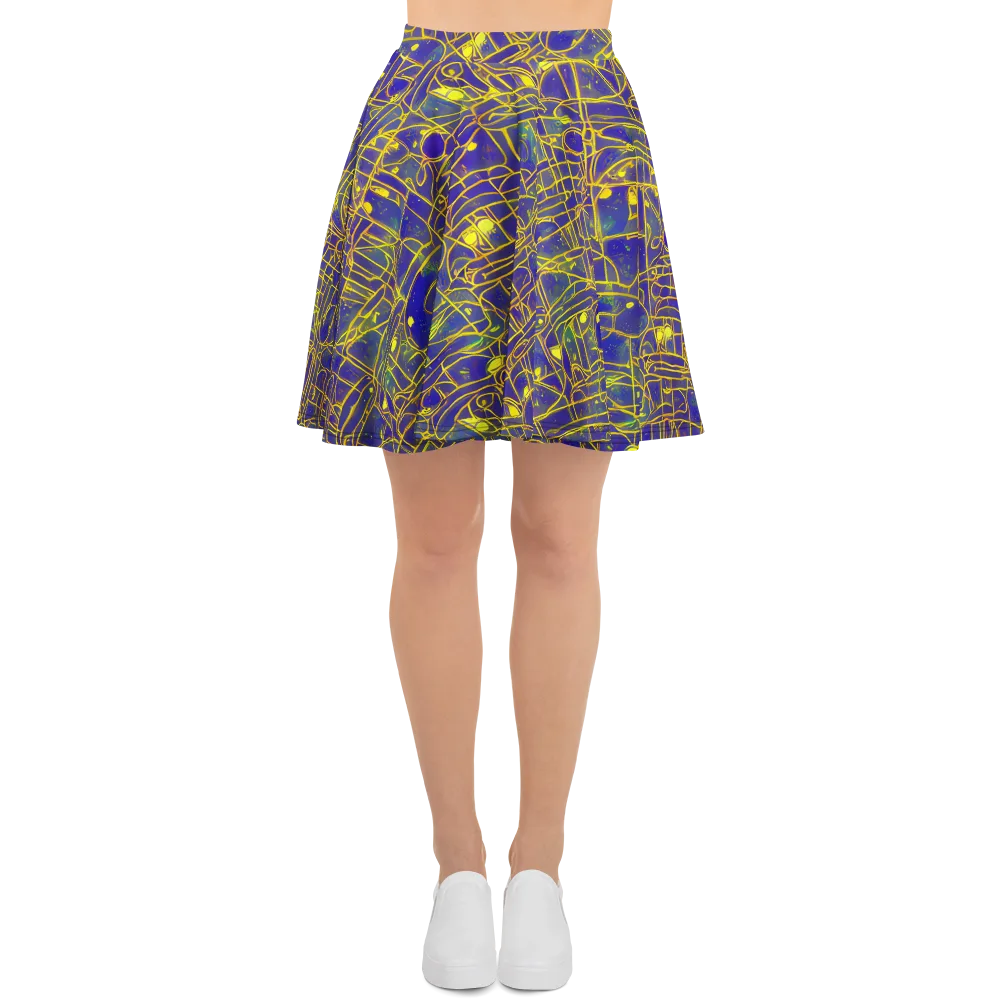 Golden Grid on Skater Skirt — Front