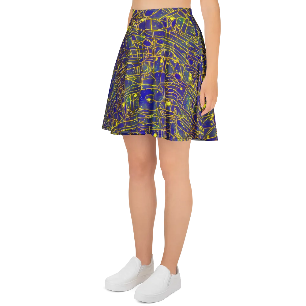 Golden Grid on Skater Skirt — Left