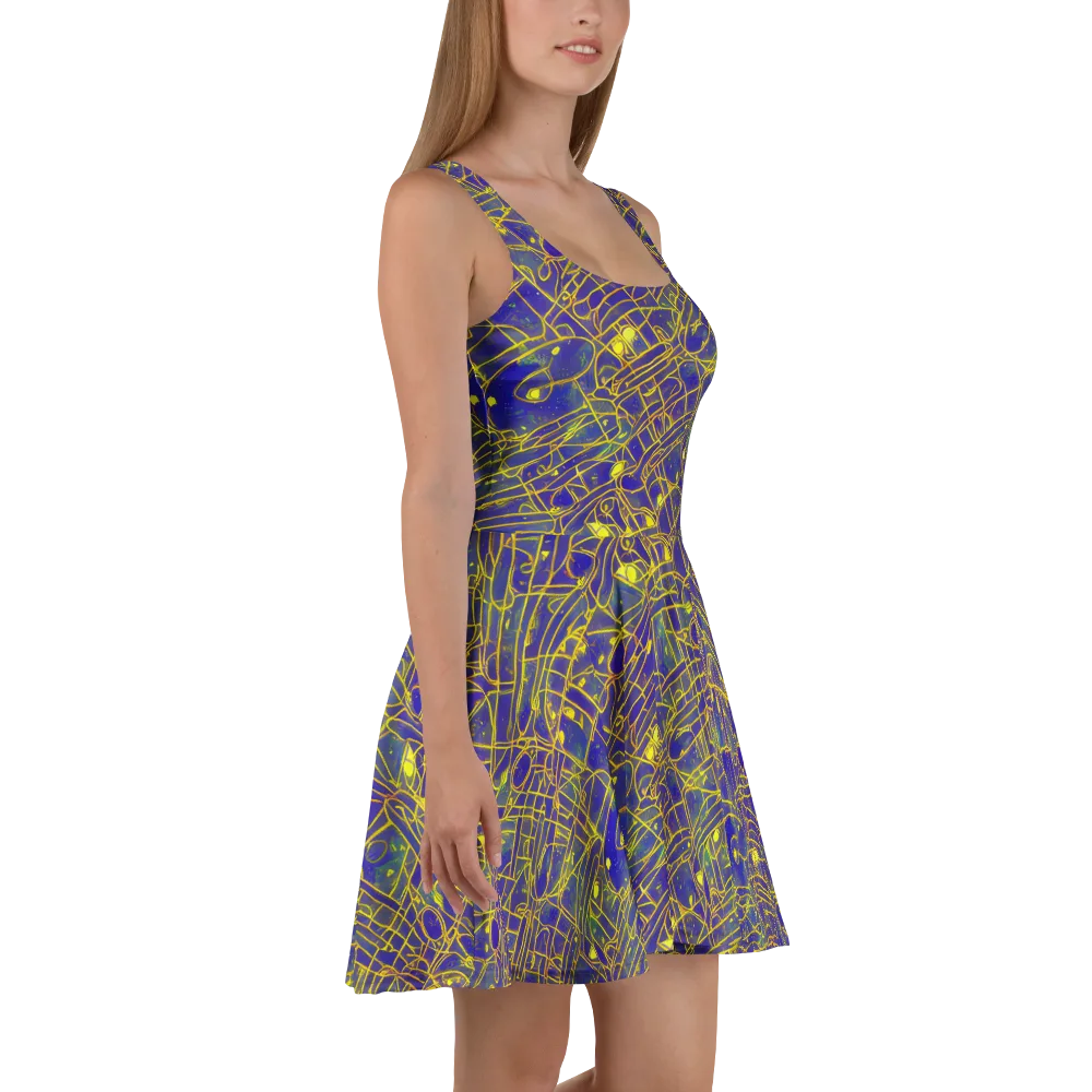 Golden Grid on Skater Dress — Right