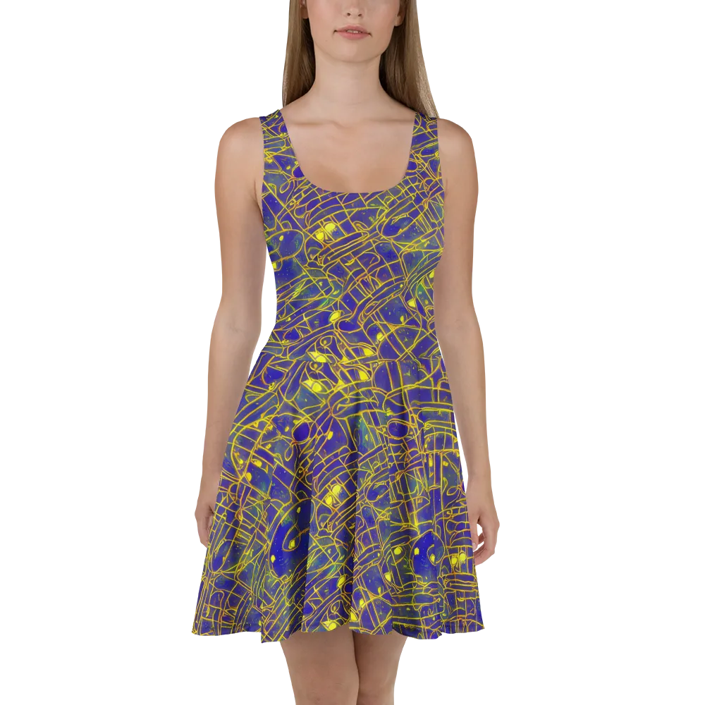 Golden Grid on Skater Dress — Front