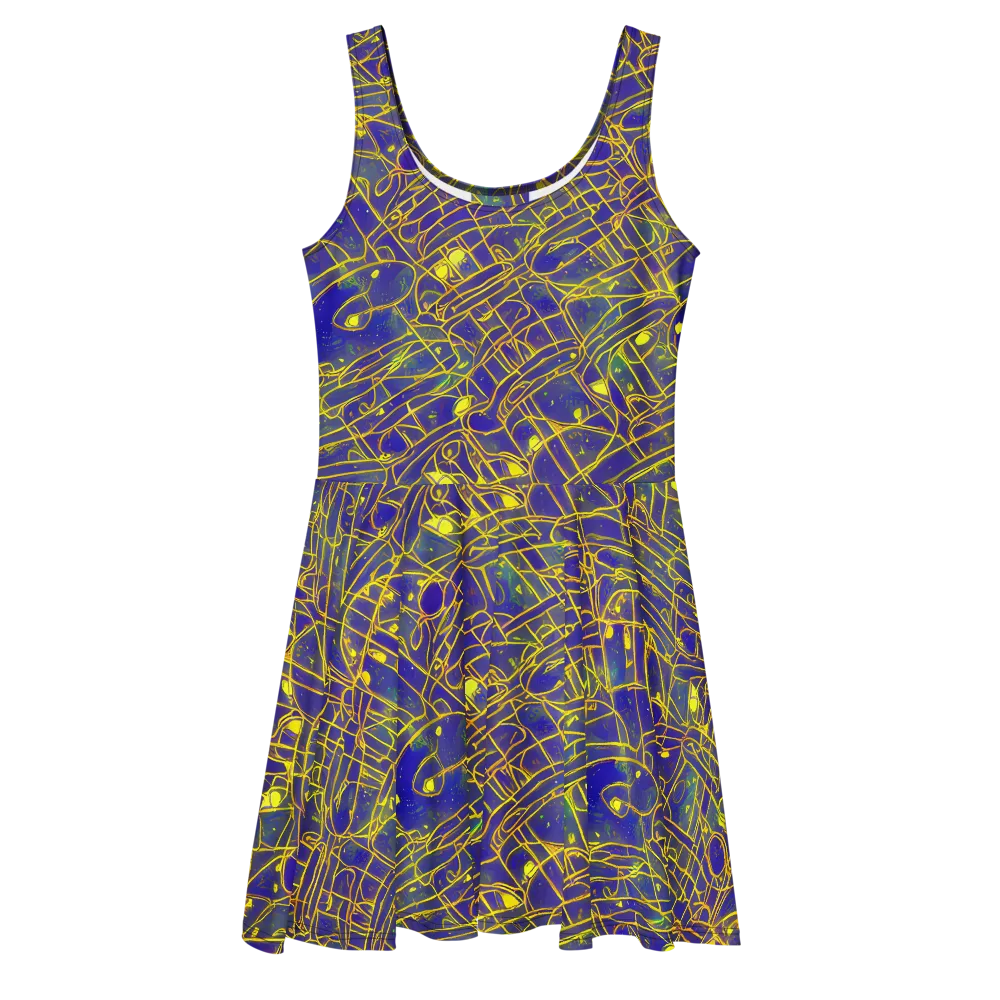 Golden Grid on Skater Dress — Front