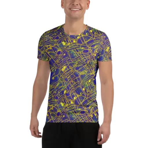 Golden Grid on a Men's Athletic T-Shirt