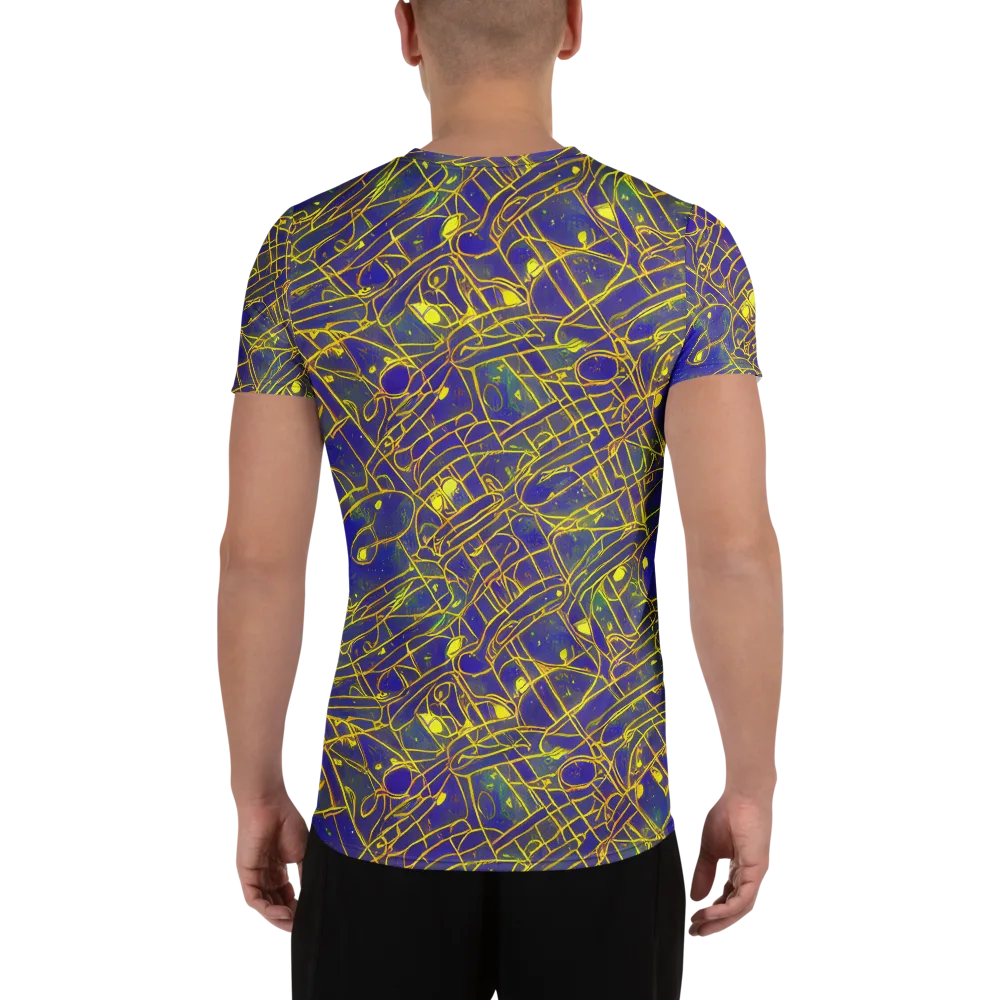 Golden Grid on Men's Athletic T-Shirt — Back