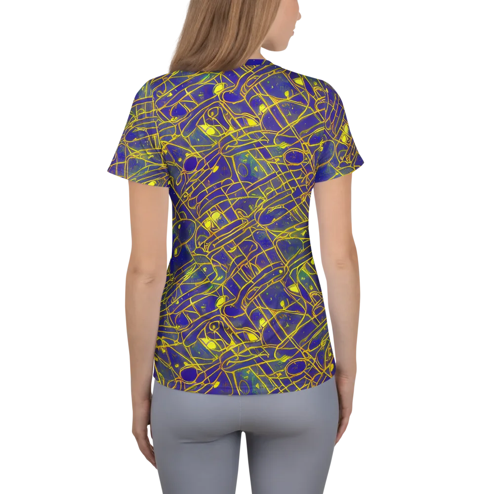 Golden Grid on Women's Athletic T-Shirt — Back
