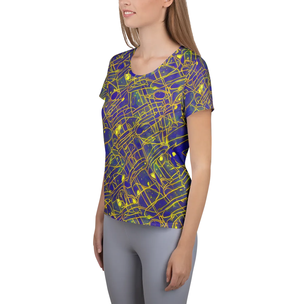 Golden Grid on Women's Athletic T-Shirt — Left