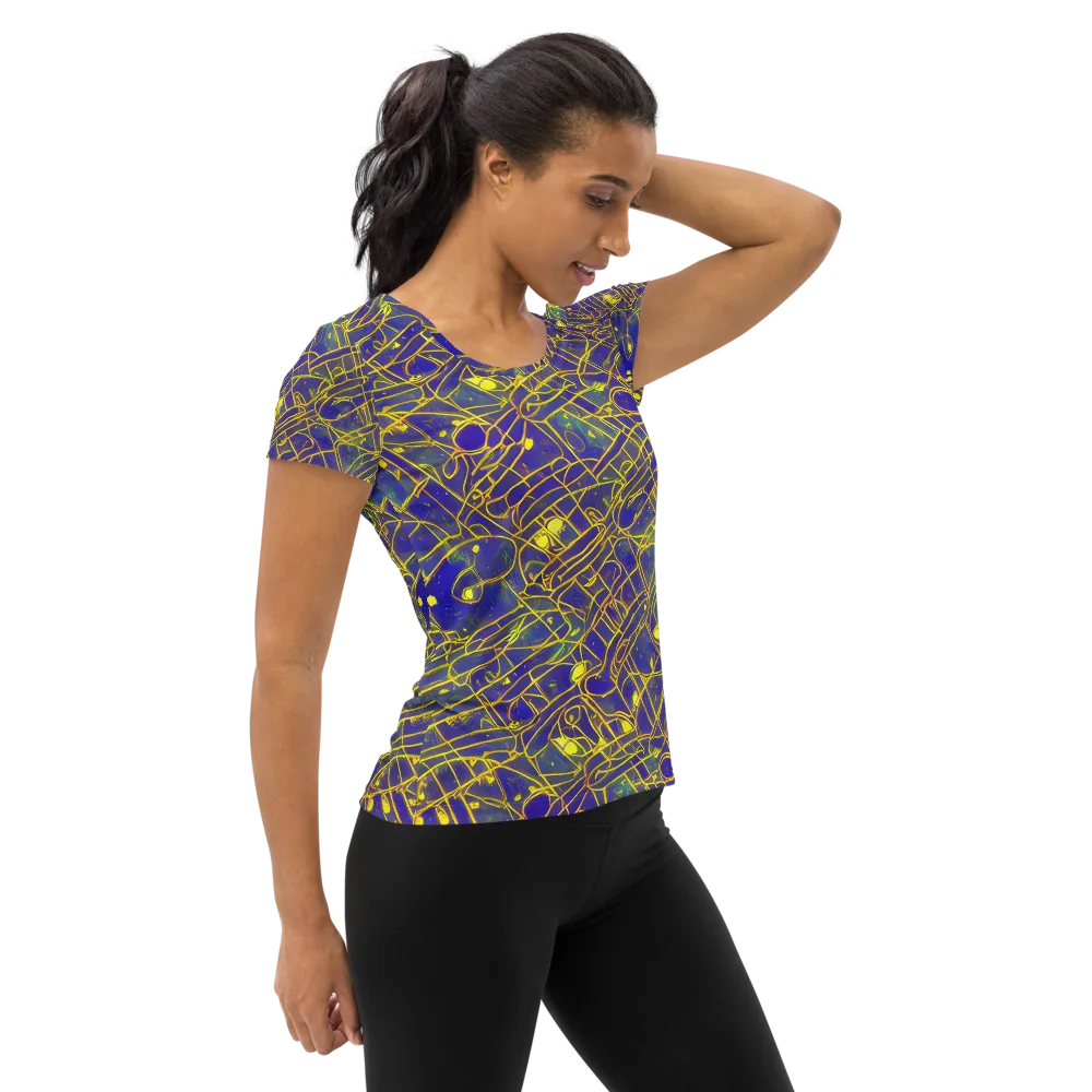 Golden Grid on Women's Athletic T-Shirt — Right