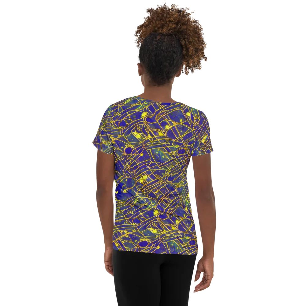 Golden Grid on Women's Athletic T-Shirt — Back