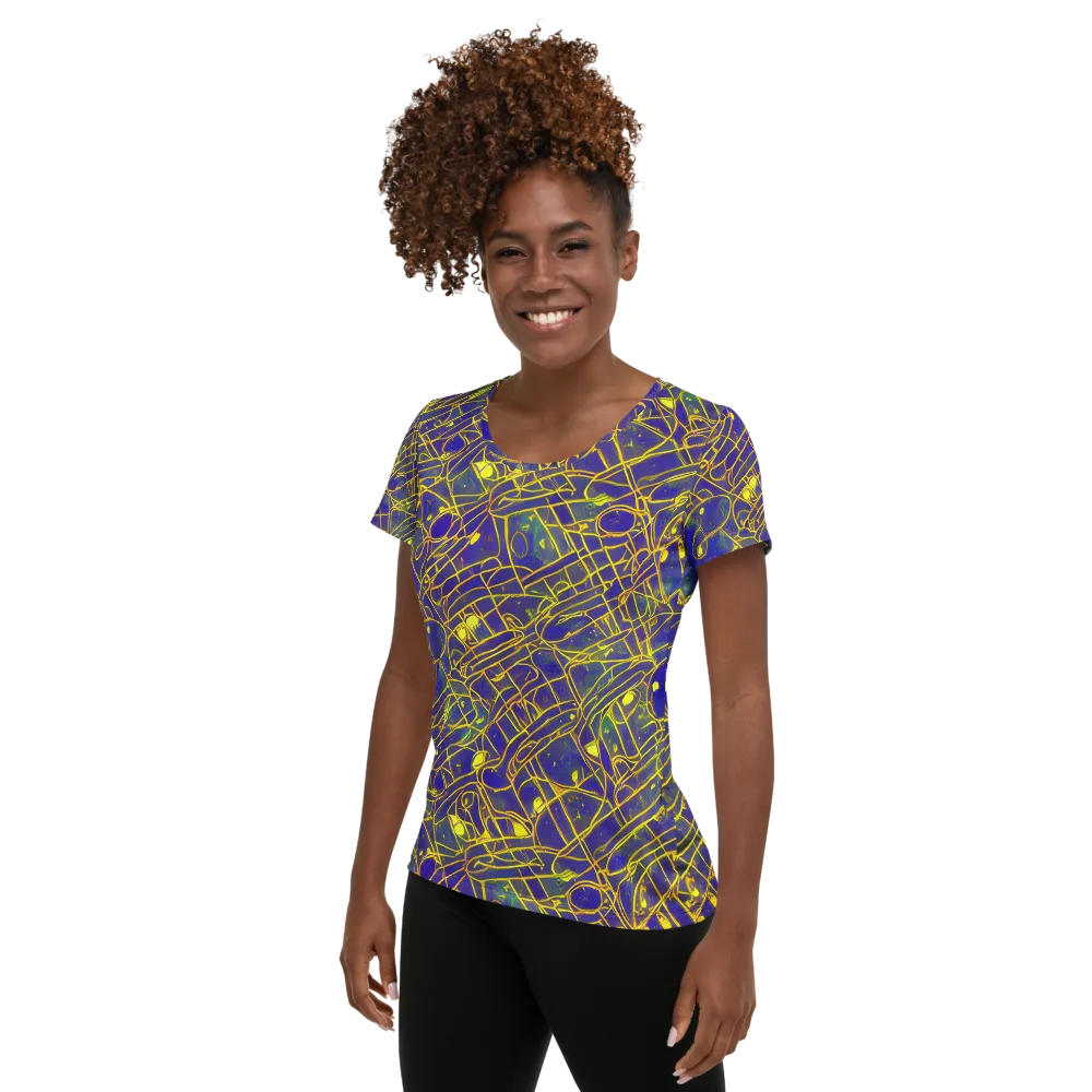 Golden Grid on Women's Athletic T-Shirt — Left