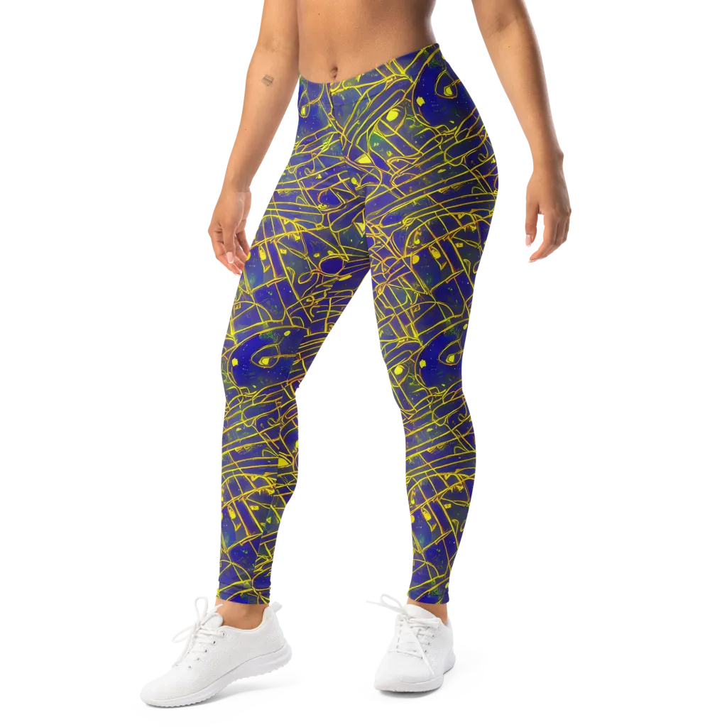 Golden Grid on Leggings — Left Front