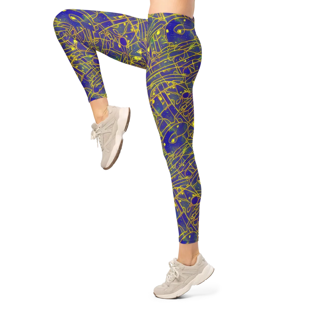 Golden Grid on Leggings — Left