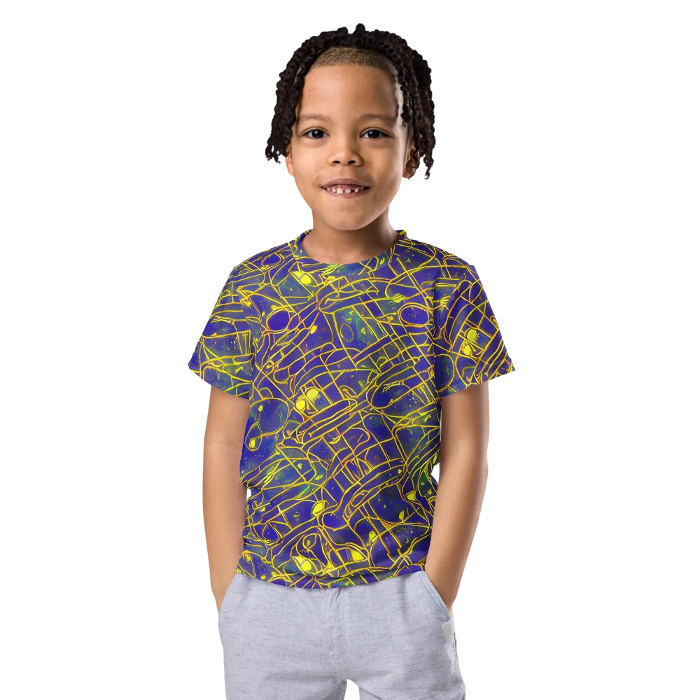 Golden Grid on Kids Crew Neck T-Shirt — Front