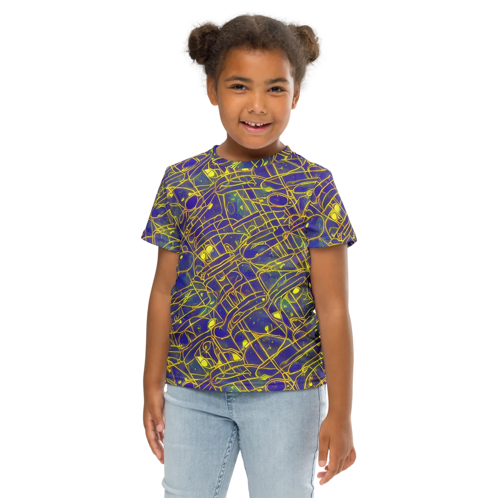 Golden Grid on Kids Crew Neck T-Shirt — Front