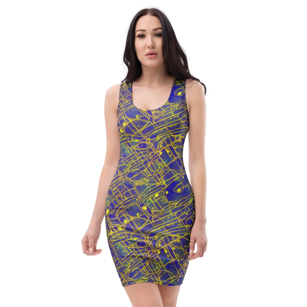 Golden Grid on Bodycon Dress — Front