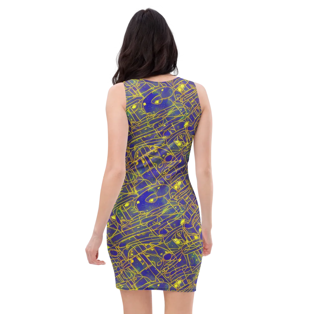 Golden Grid on Bodycon Dress — Back