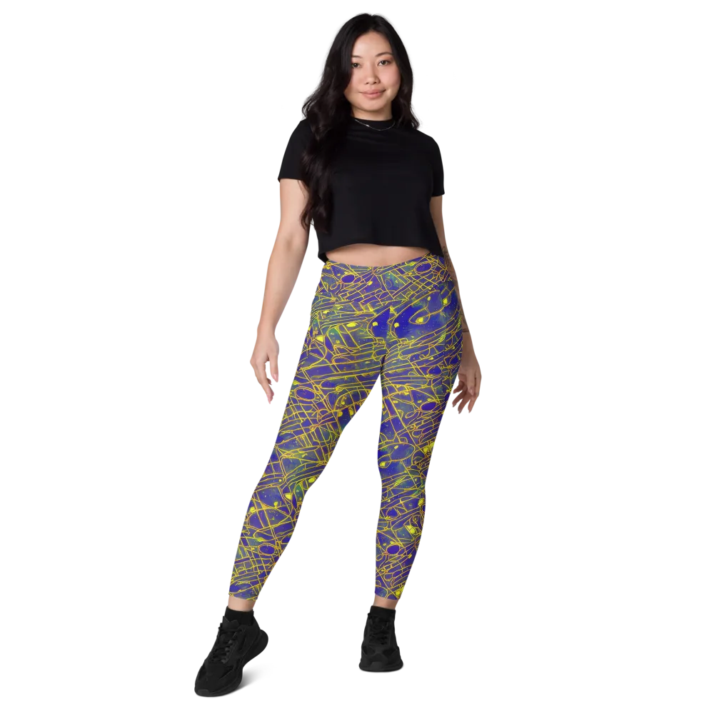 Golden Grid on Leggings with Pockets — Front