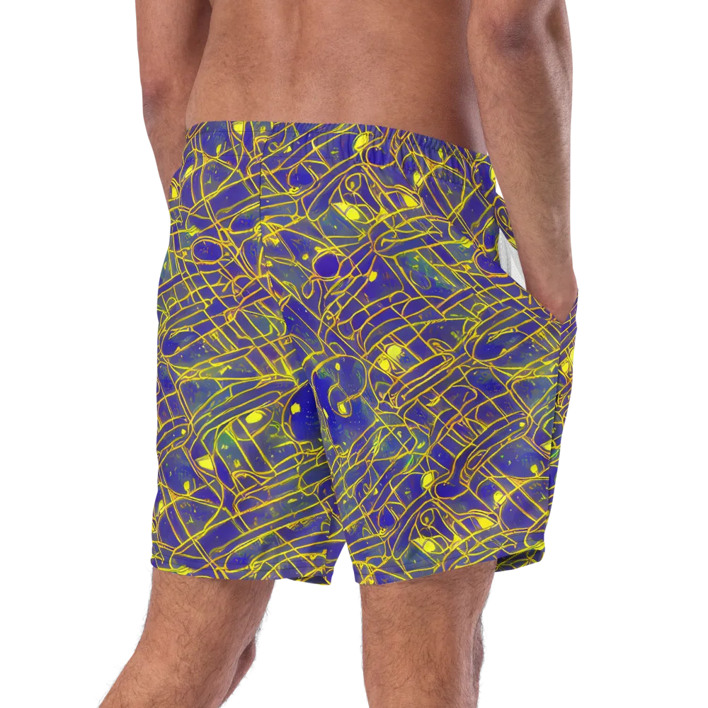 Golden Grid on Swim Trunks — Right Back