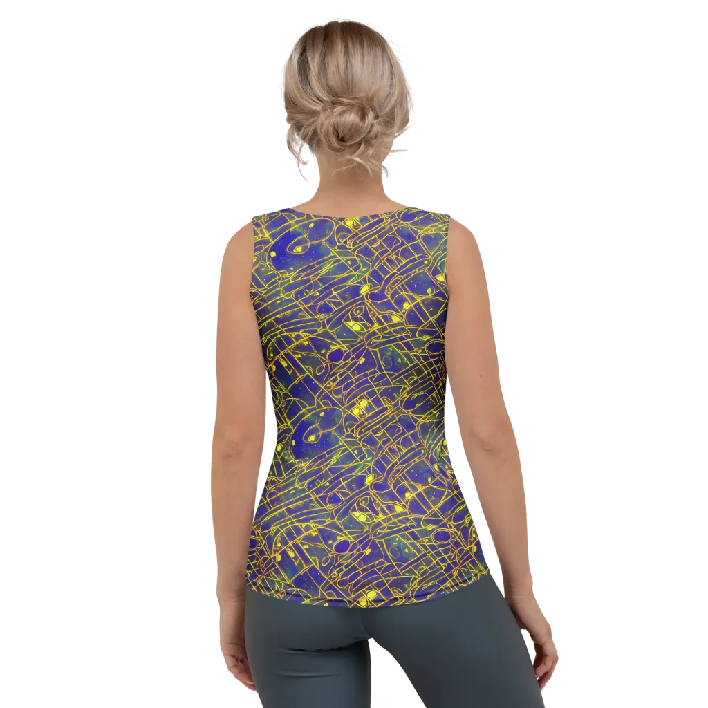 Golden Grid on Women's Tank Top — Back