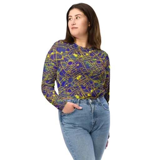 Golden Grid on a Long Sleeve Crop Top
