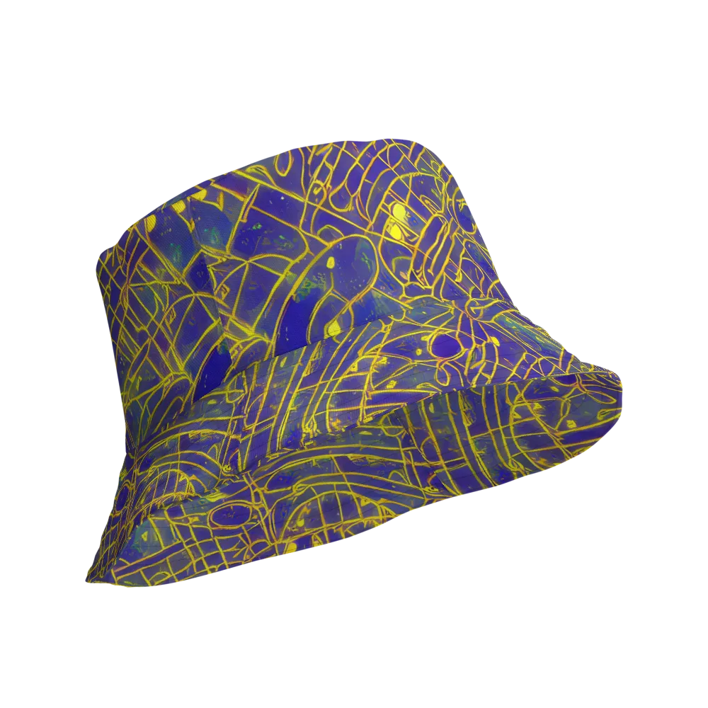 Golden Grid on Reversible Bucket Hat — Product details Outside