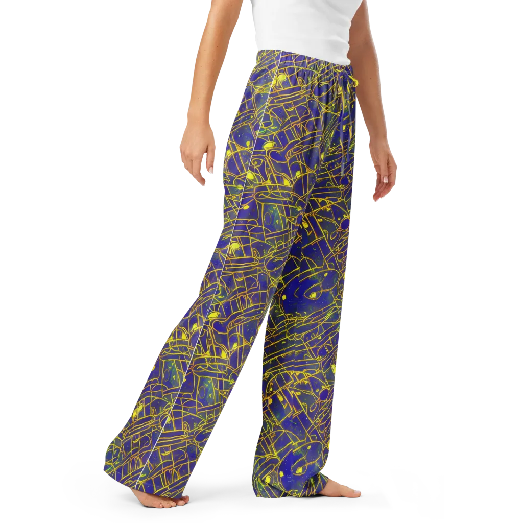 Golden Grid on Women's Pajama Pants — Right Front