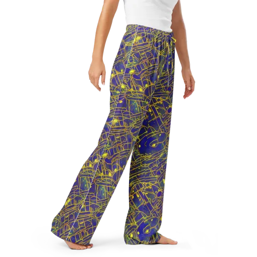 Golden Grid on a Women's Pajama Pants