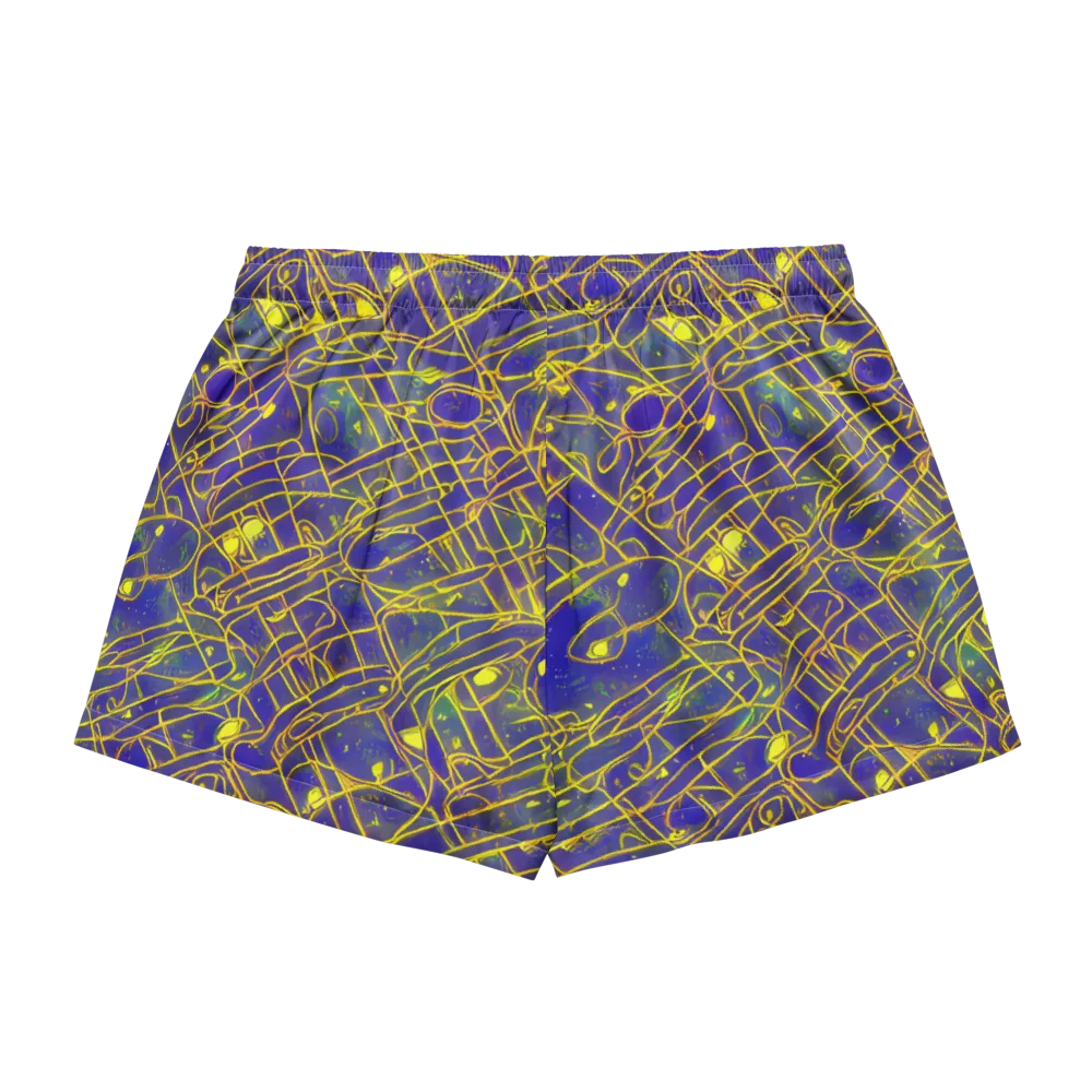 Golden Grid on Women's Pajama Shorts — Back