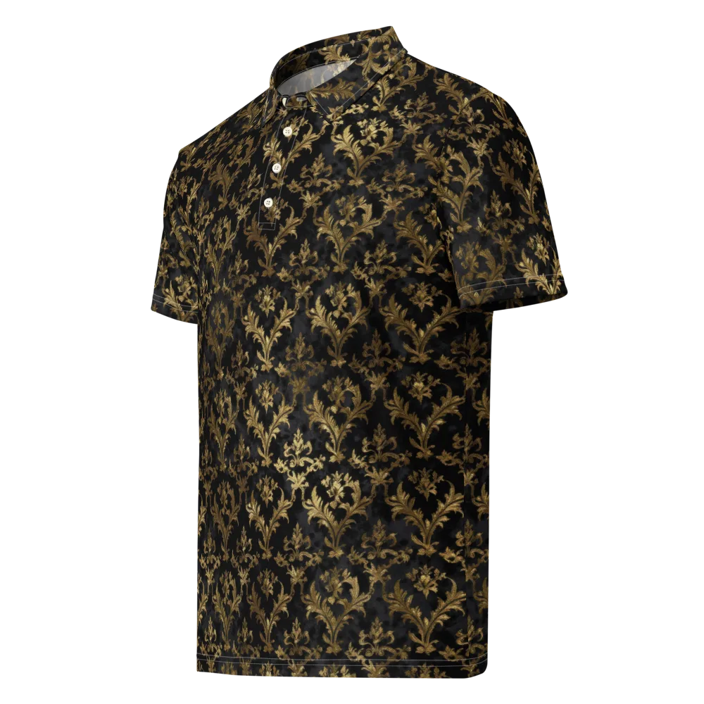 Gilded Damask on Men's Slim Fit Polo Shirt — Left Front