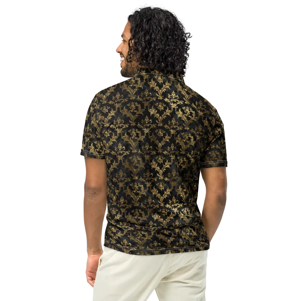 Gilded Damask on Men's Slim Fit Polo Shirt — Back