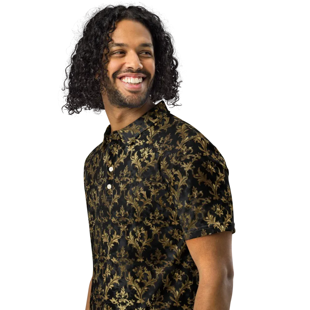 Gilded Damask on Men's Slim Fit Polo Shirt — Left Front
