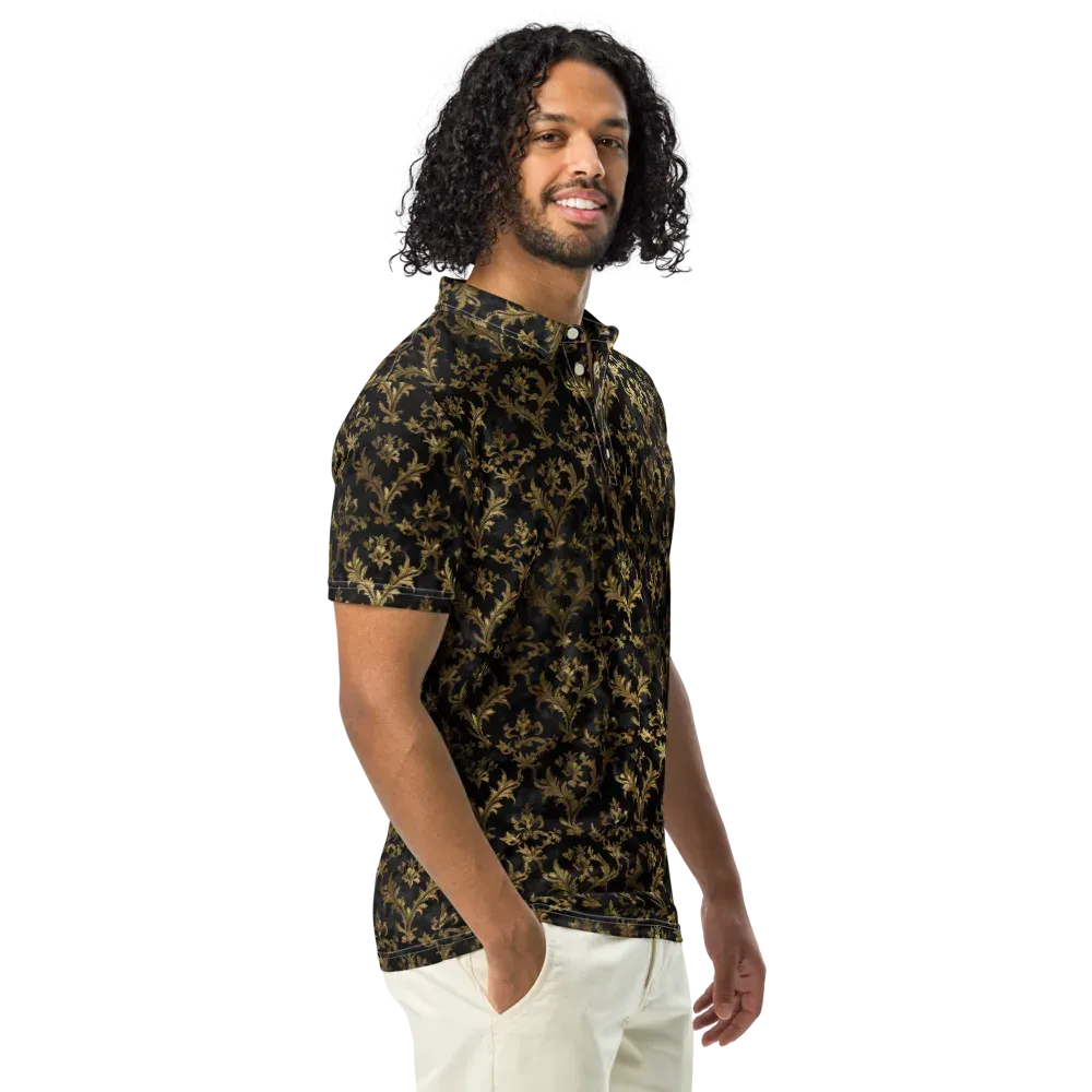Gilded Damask on Men's Slim Fit Polo Shirt — Right Front