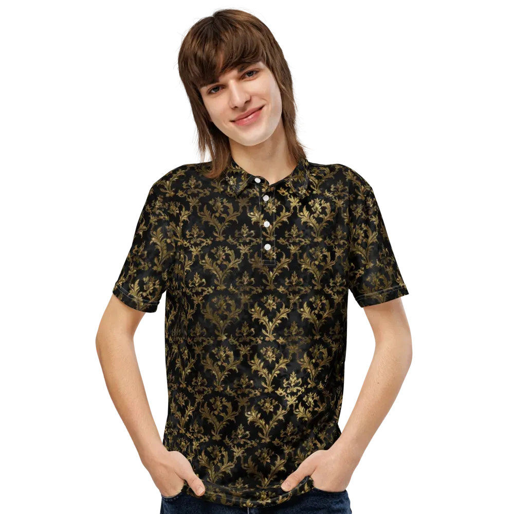 Gilded Damask on Men's Slim Fit Polo Shirt — Front