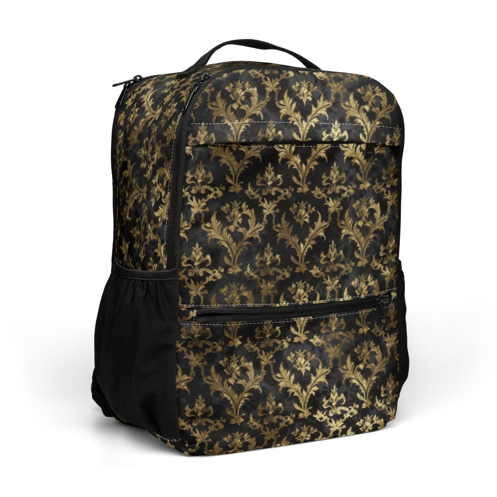 Gilded Damask on Utility Backpack — Right Front