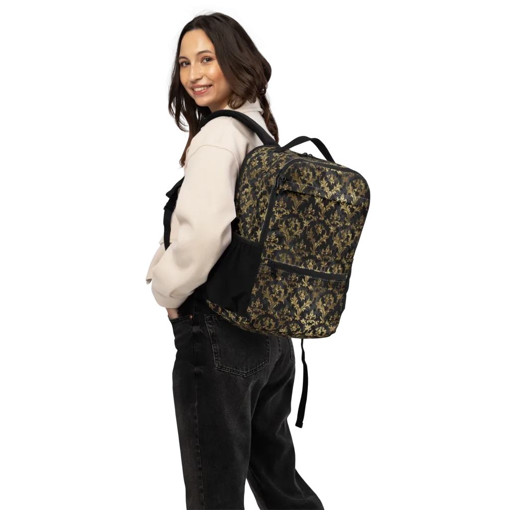 Gilded Damask on Utility Backpack — Back