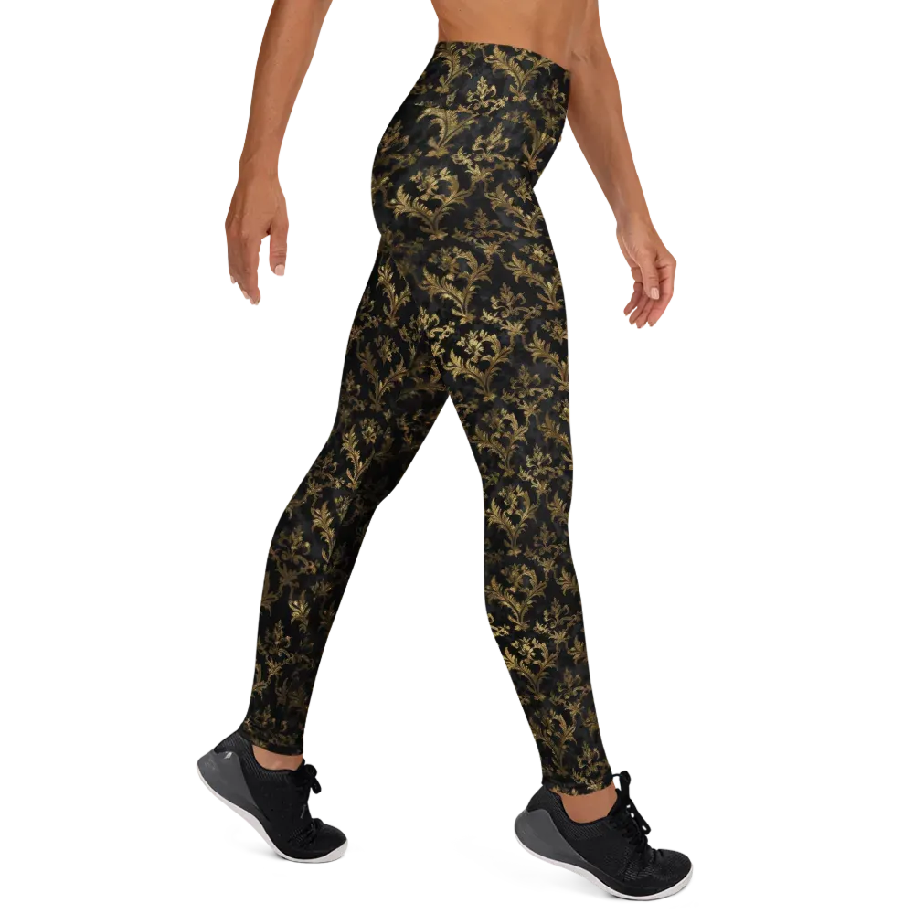 Gilded Damask on Yoga Leggings — Right
