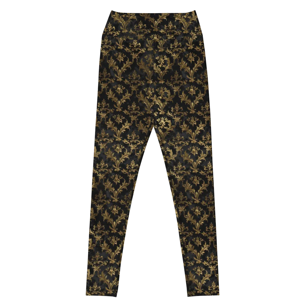 Gilded Damask on Yoga Leggings — Front