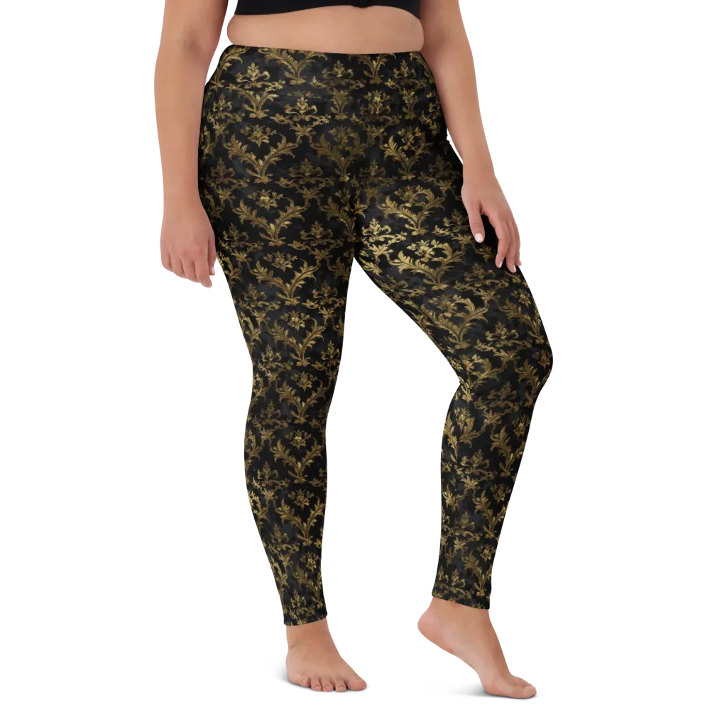 Gilded Damask on Yoga Leggings — Front