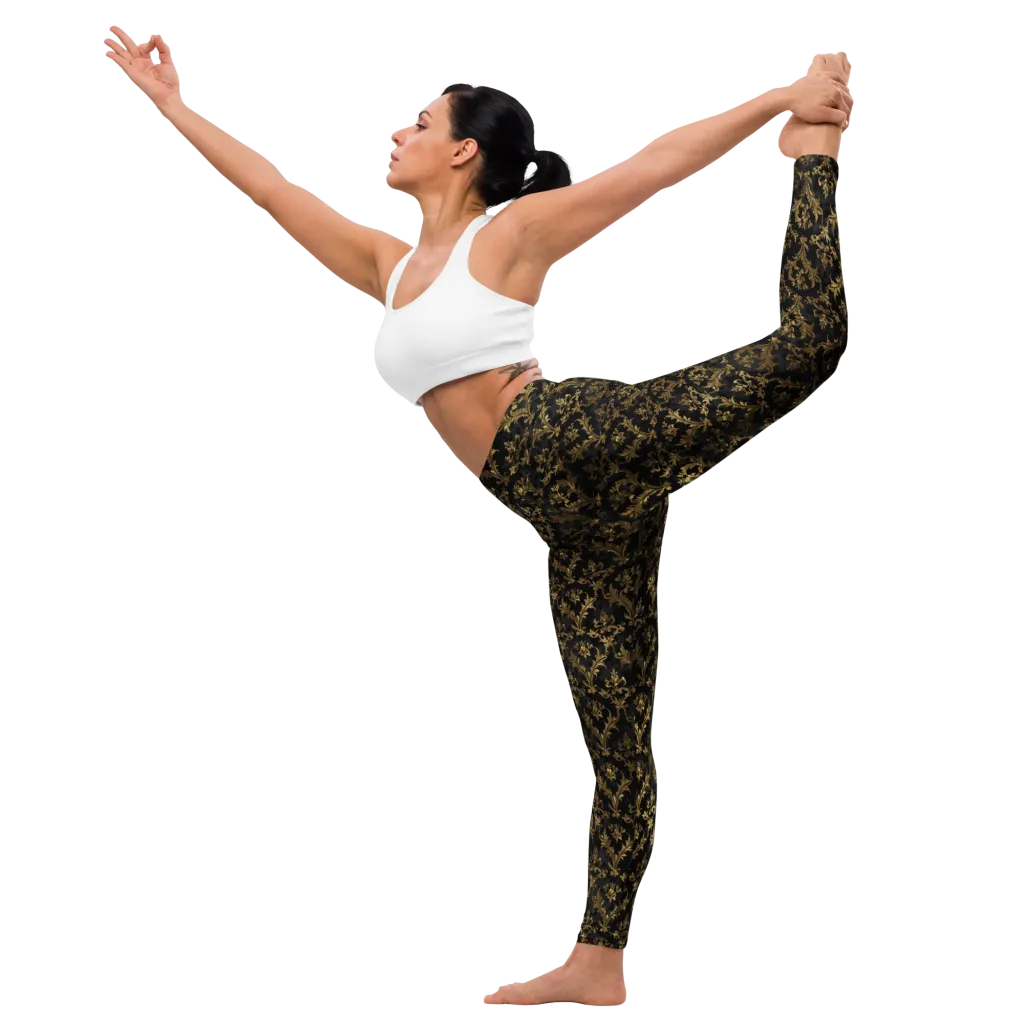 Gilded Damask on Yoga Leggings — Left