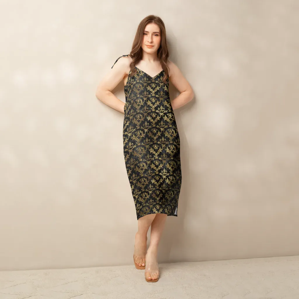 Gilded Damask on Slip Dress — Front