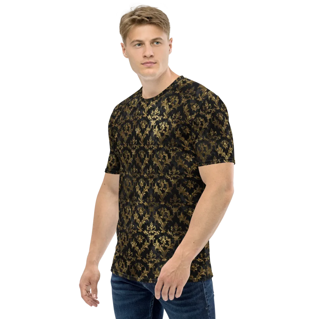 Gilded Damask on Men's Crew Neck T-Shirt — Left