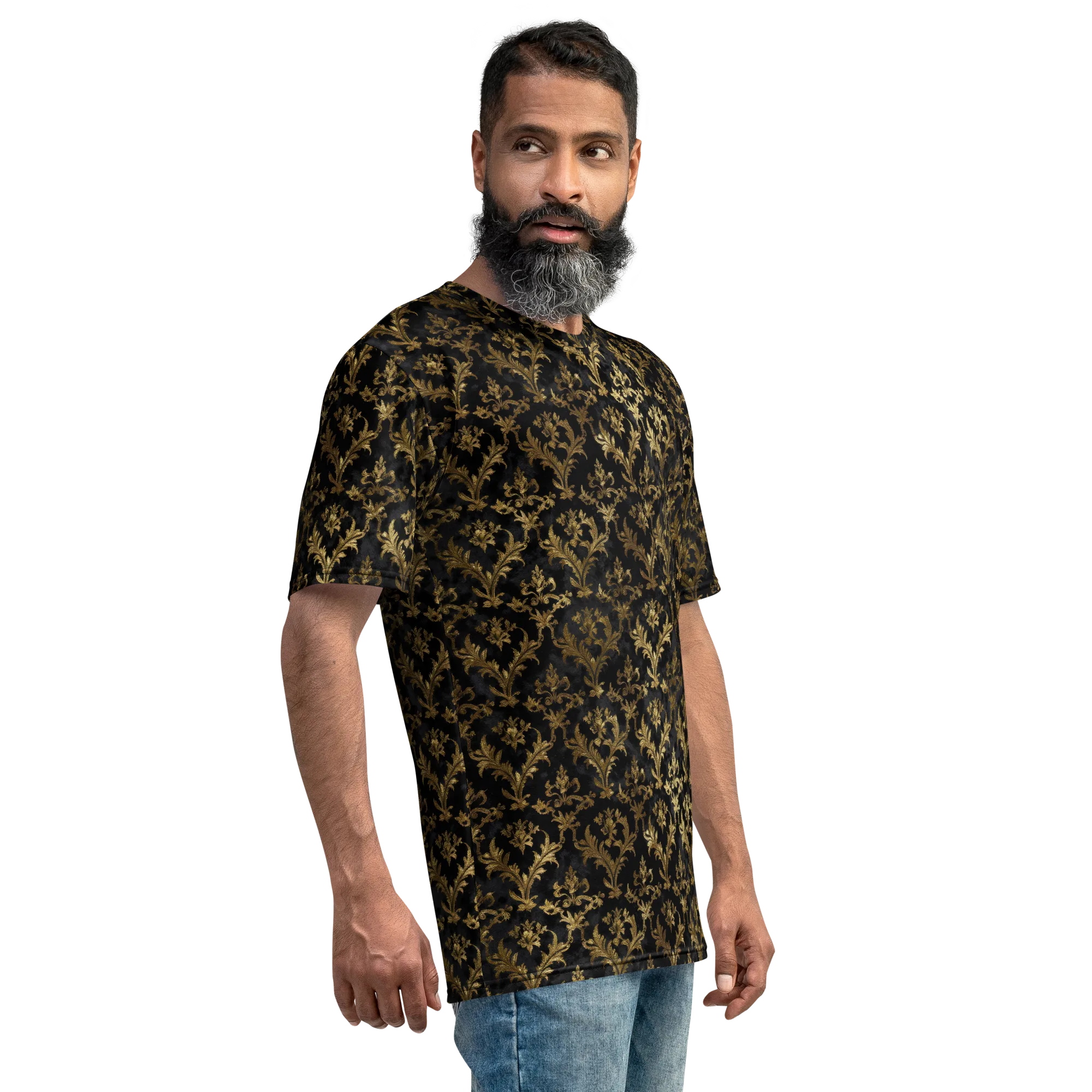 Gilded Damask on Men's Crew Neck T-Shirt — Right