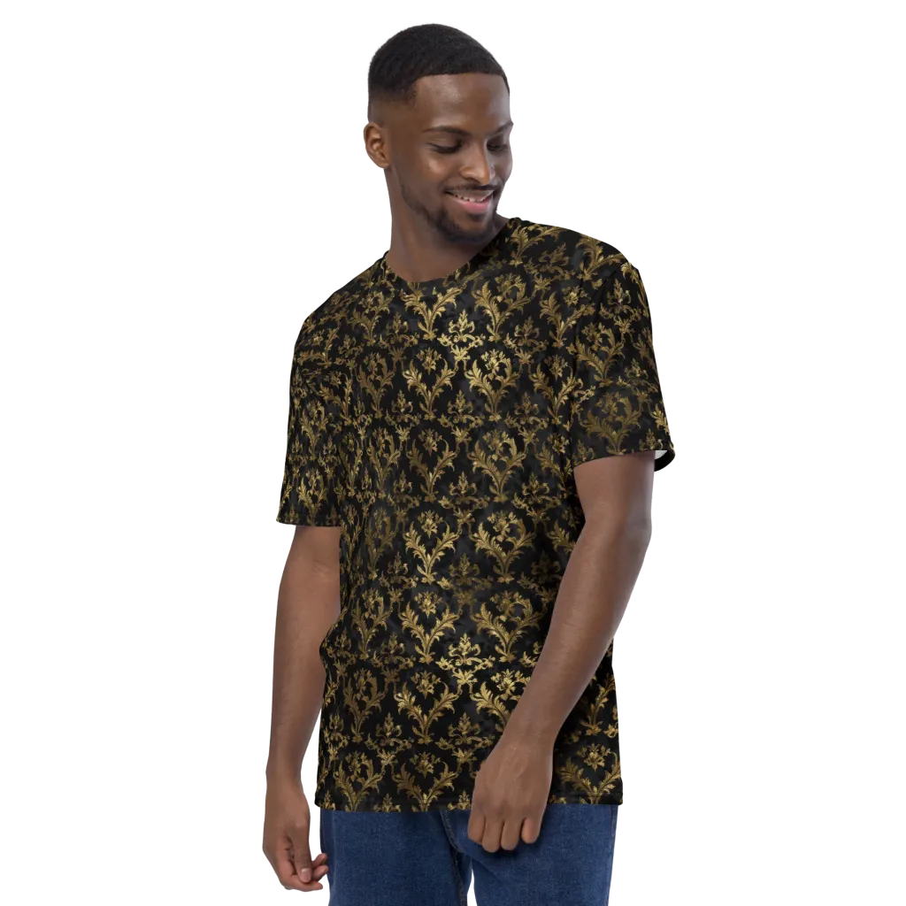 Gilded Damask on Men's Crew Neck T-Shirt — Left