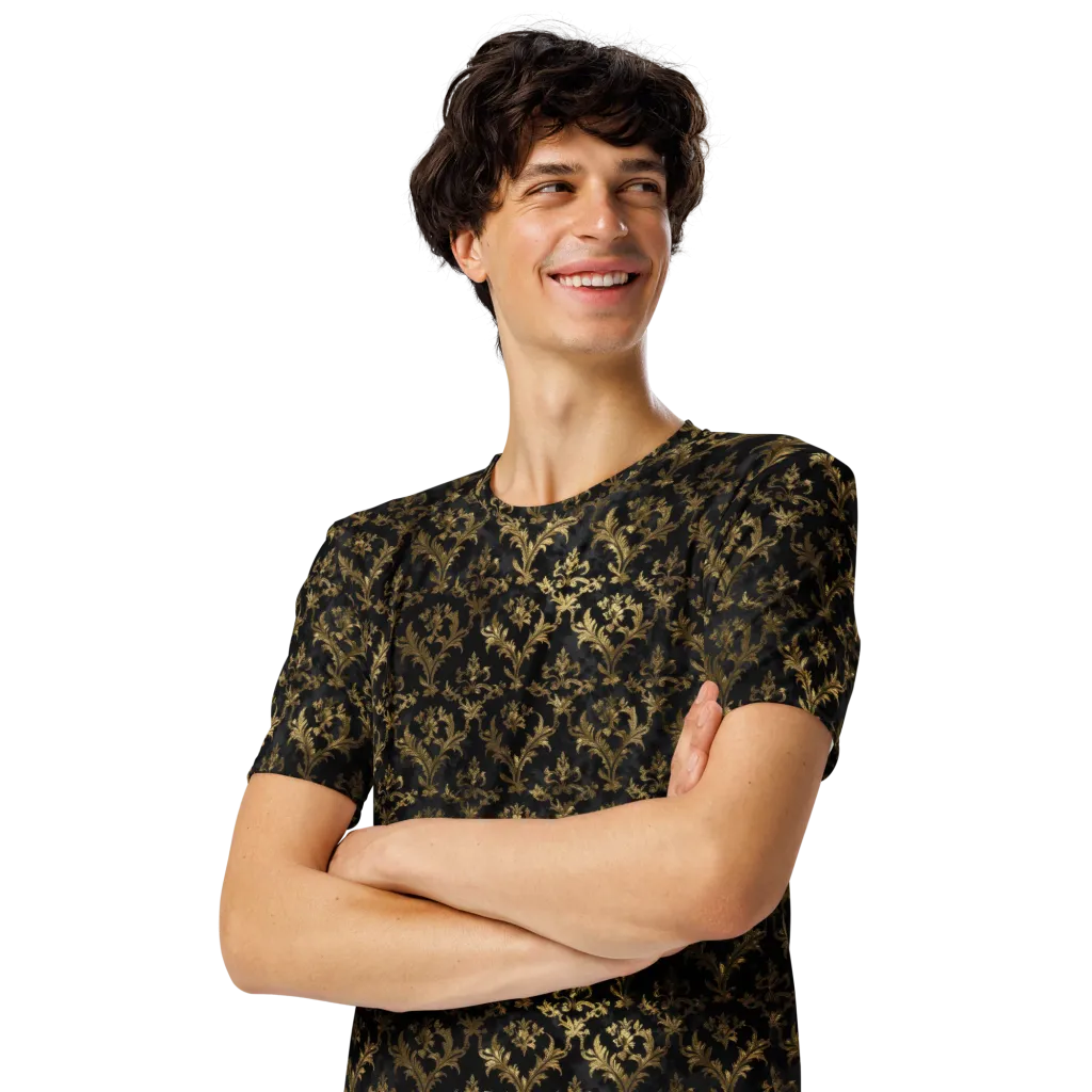 Gilded Damask on Men's Crew Neck T-Shirt — Left Front