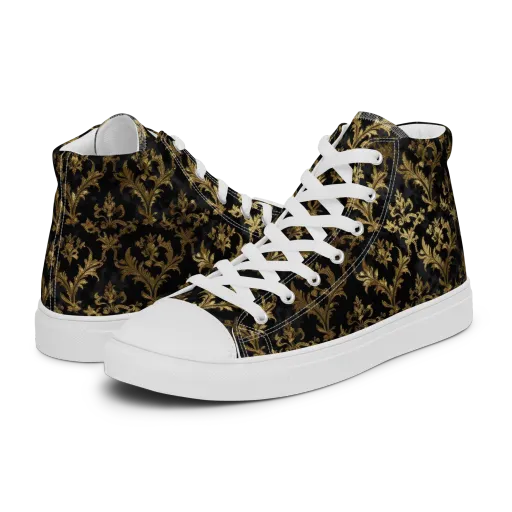 Gilded Damask on a Men's High Top Canvas Shoes