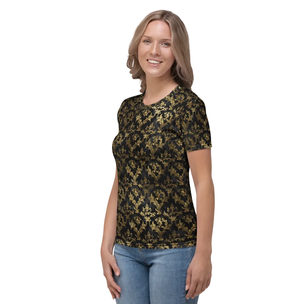 Gilded Damask on Women's Crew Neck T-Shirt — Left