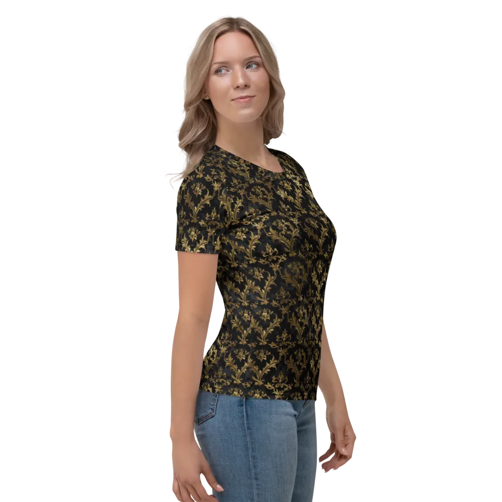Gilded Damask on Women's Crew Neck T-Shirt — Right