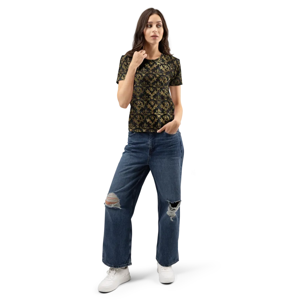 Gilded Damask on Women's Crew Neck T-Shirt — Front