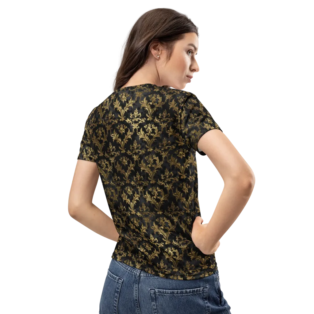Gilded Damask on Women's Crew Neck T-Shirt — Back