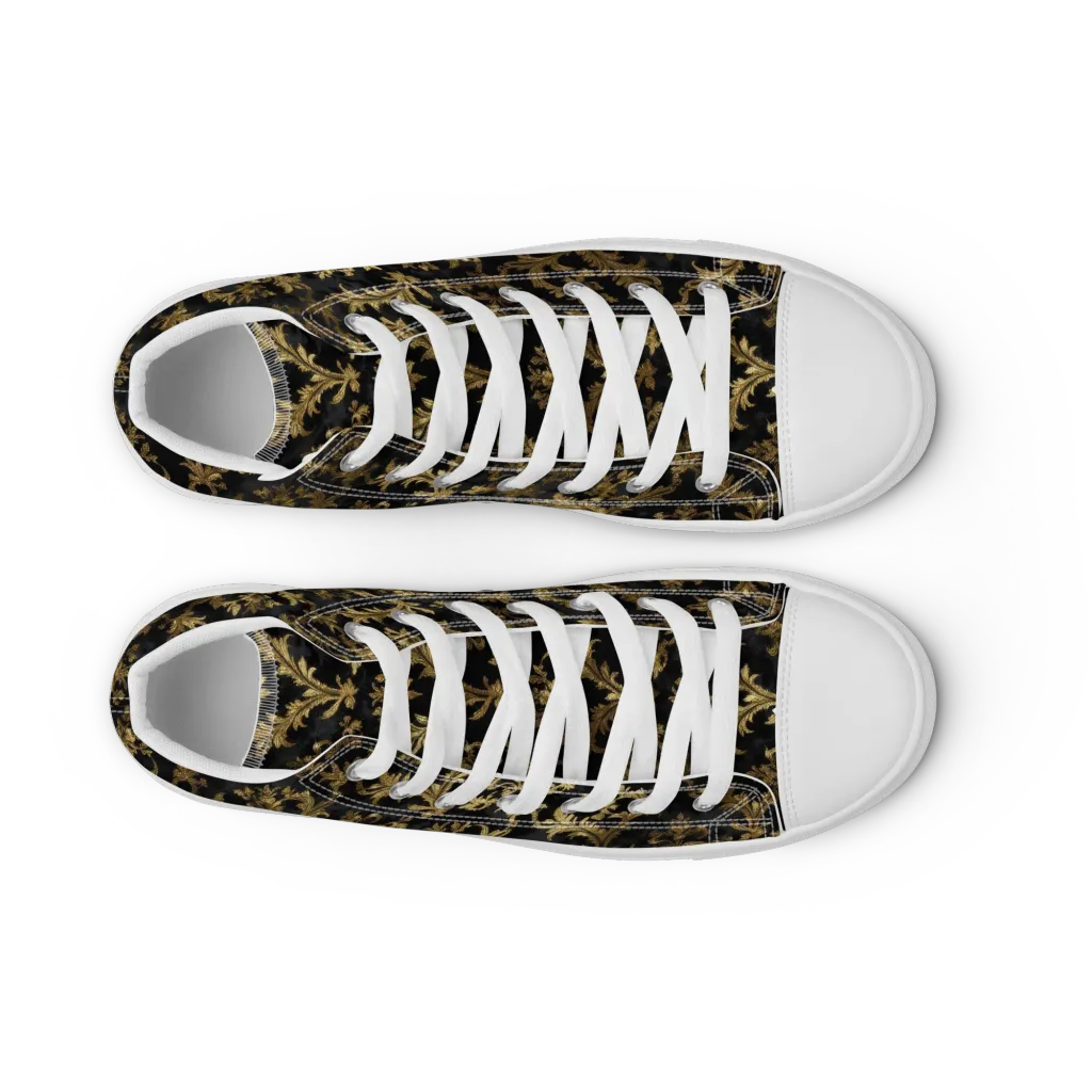 Gilded Damask on Women's High Top Canvas Shoes — Front