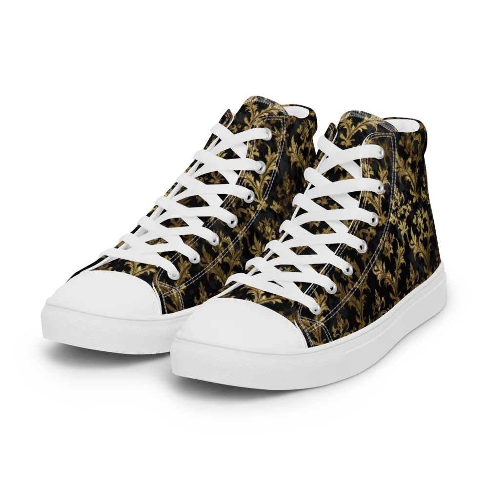 Gilded Damask on Women's High Top Canvas Shoes — Left Front