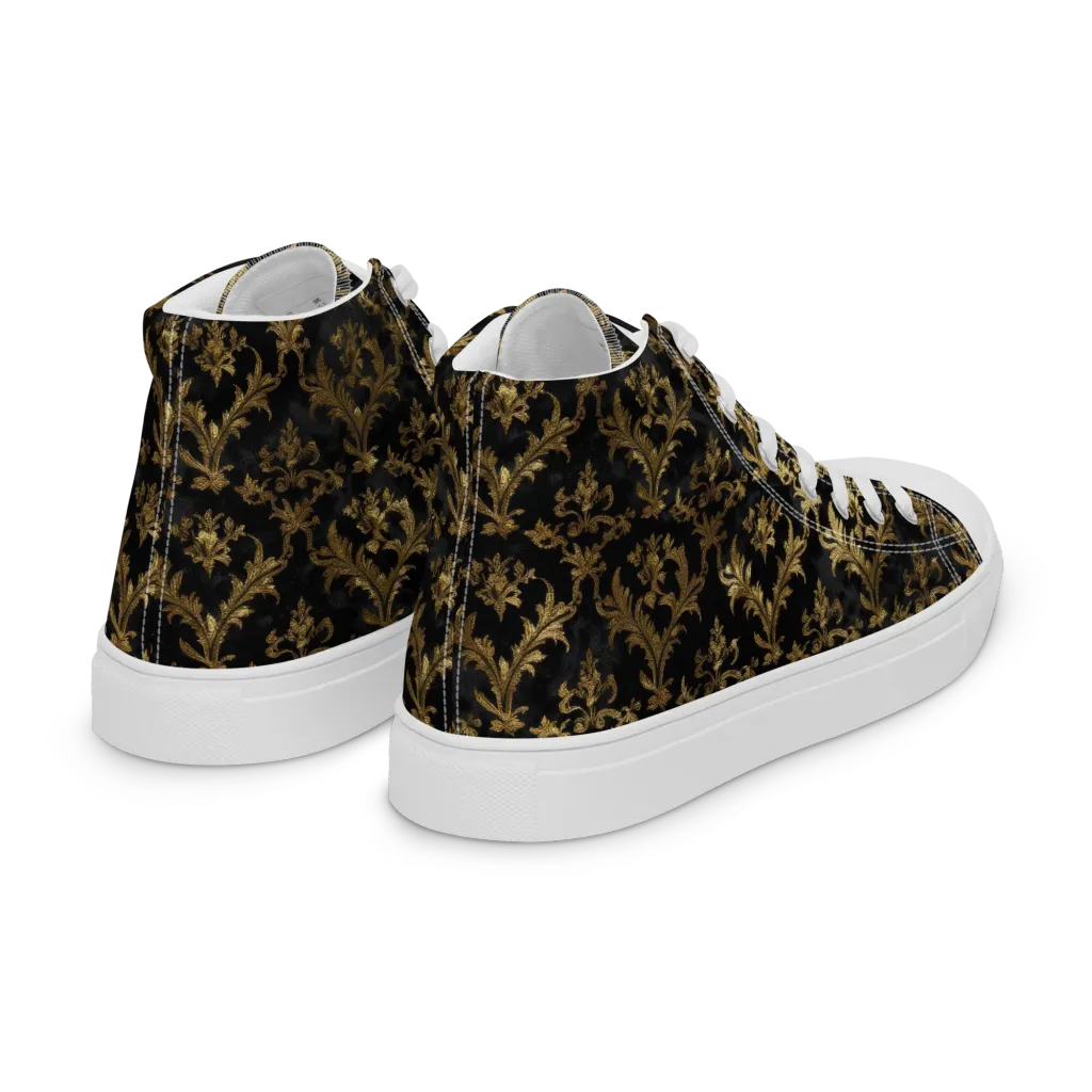 Gilded Damask on Women's High Top Canvas Shoes — Right Back